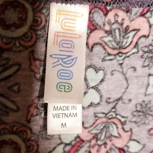 Lularoe Womens Purple Floral Short Sleeve Tunic Top Medium - Picture 4 of 5